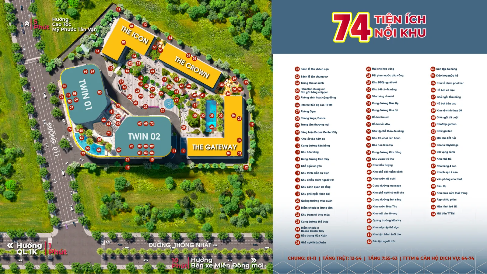 Mặt bằng 74 tiện ích nội khu Bcons Center City